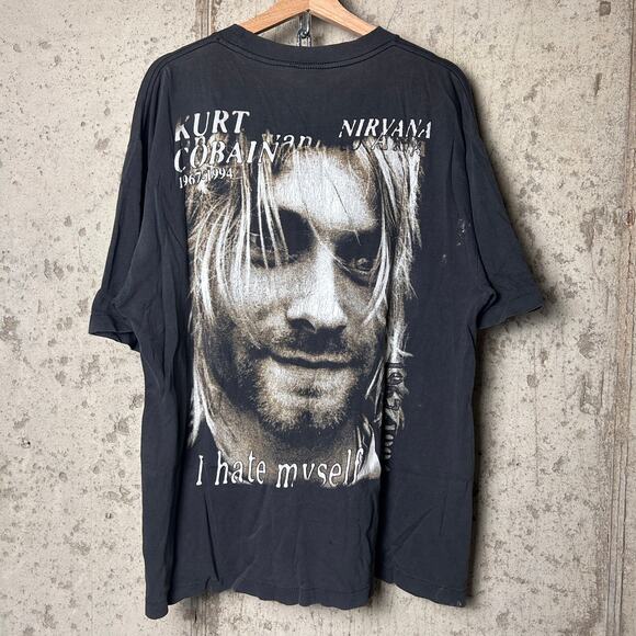 Kurt Cobain RARE 1994 Memorial Nirvana "I Hate Myself" XL Single Stitch Tee - Picture 5 of 5